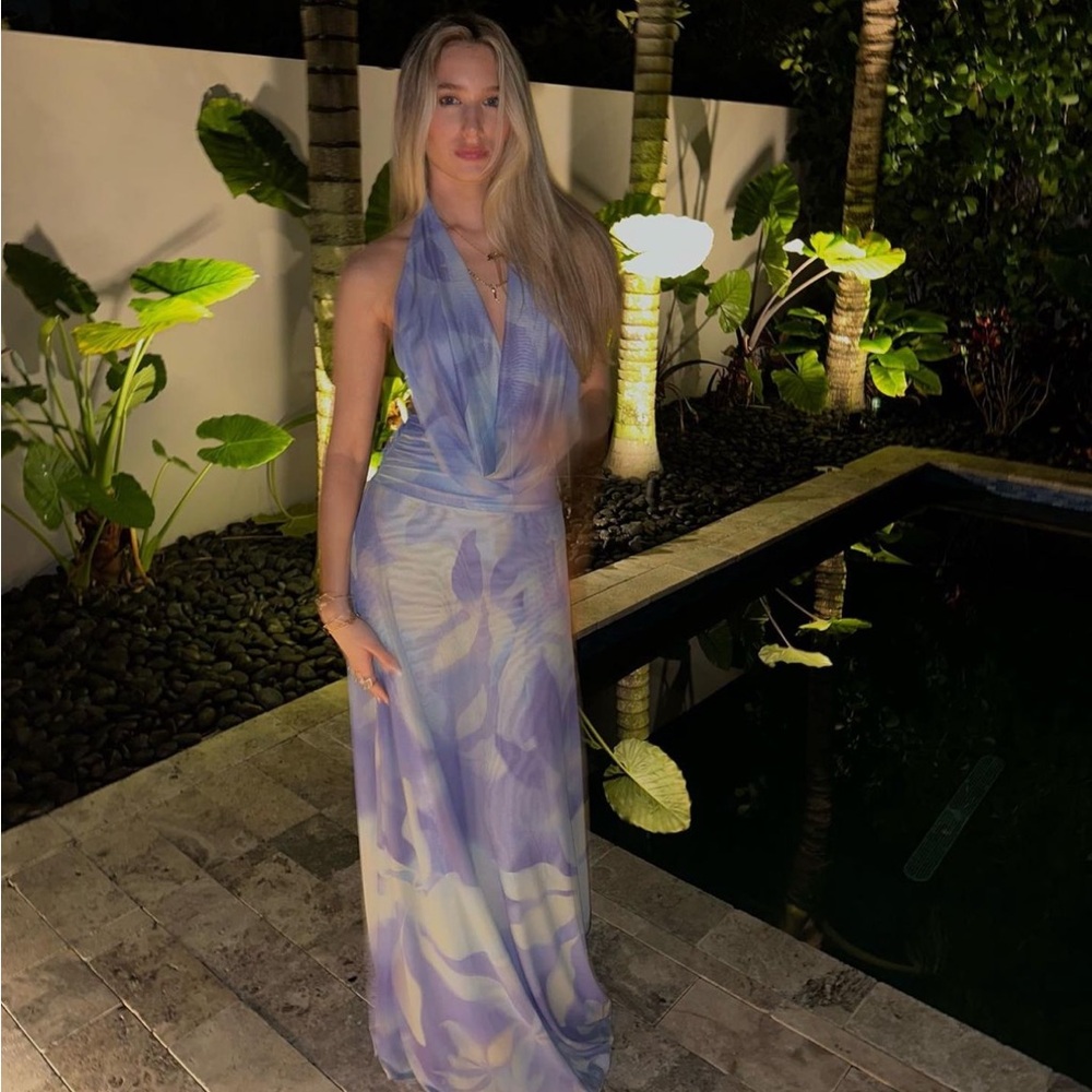 Elegant Purple Halter Maxi Dress